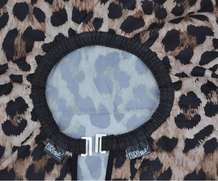 Peleryna fryzjerska do strzyenia wosw Eurostil Professional - lampart - metalowy haczyk