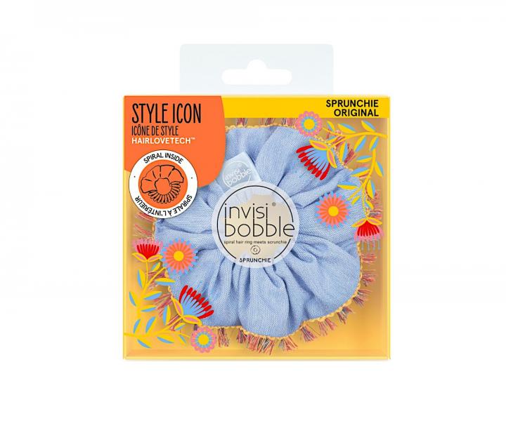 Ozdobna gumka do w�os�w spiralka Invisibobble Sprunchie Original Hola Hola - niebieska z fr�dzelkami