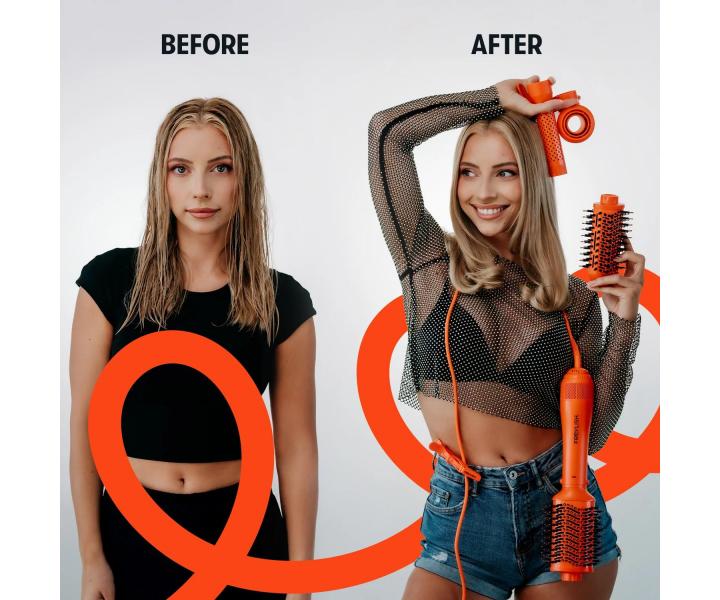 Wielofunkcyjna suszarko-lokwka do wosw z jonizacj Freylish 4w1 Ionic Brush - 1200 W - pomaraczowa