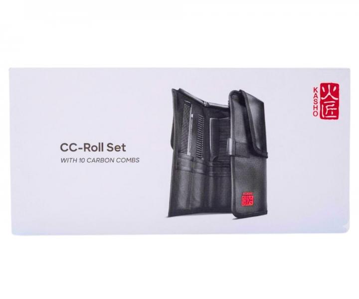 Zestaw profesjonalnych grzebieni karbonowych w etui Kasho CC-Roll Set - czarny