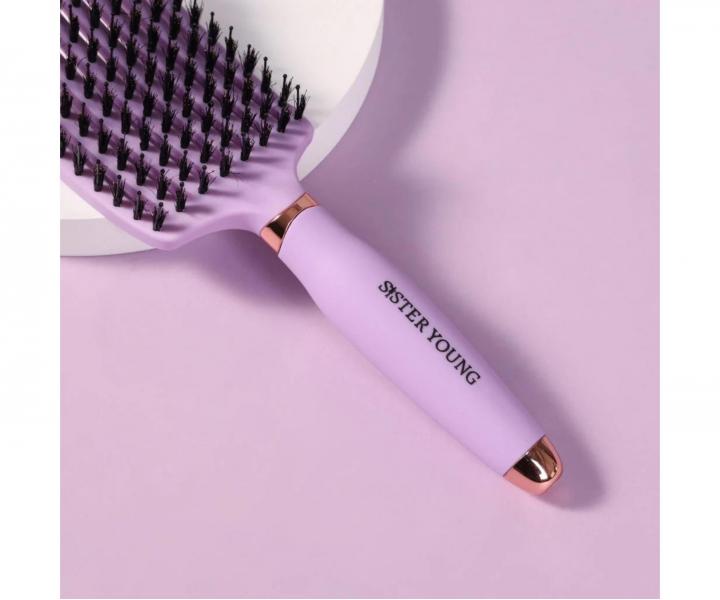 Szczotka do rozczesywania i suszenia w�os�w z w�osiem dzika i nylonowym Sister Young Ovia Hair Brush - fioletowa
