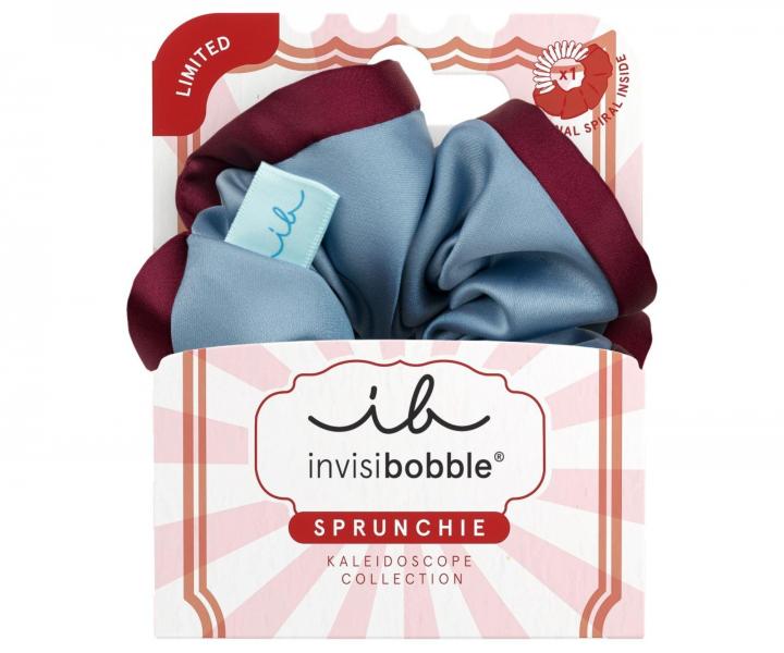 Ozdobna gumka spiralka Invisibobble Sprunchie Kaleidoscope Midnight Mirage - niebiesko-bordowa