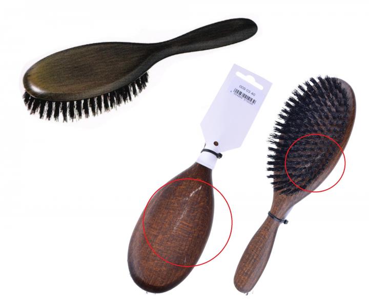 Drewniana p�aska szczotka do w�os�w z w�osiem dzika Keller 009 03 40 - 63 x 230 mm - II. jako�� - rysy