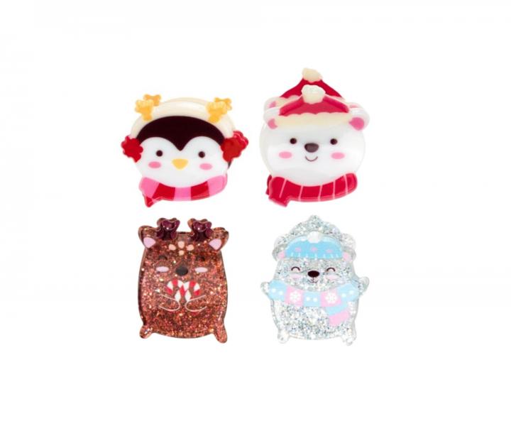 Wesoe spineczki klamerki do wosw dla dzieci Invisibobble Clipstar Cozy Snowy Friends - 4 szt.