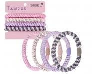 Zestaw kolorowych gumek do w�os�w Sibel Twisties - r�owe - 4 szt.