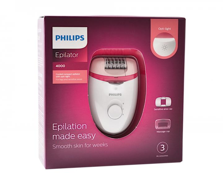 Depilator damski Philips Satinelle 4000 BRE255/00 - bia�o-r�owy