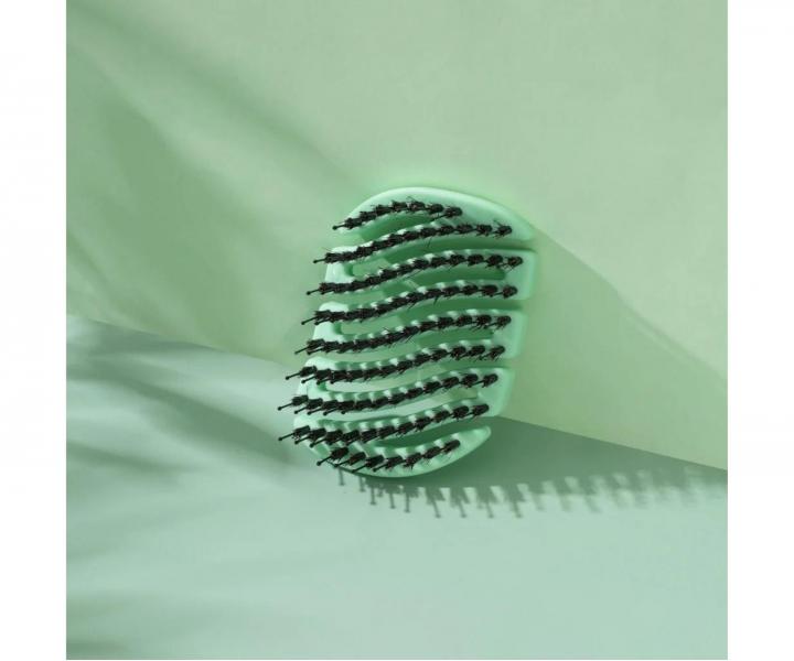 Szczotka do w�os�w z w�osiem dzika i nylonowym Sister Young Mila Pocket Hair Brush - jasnozielona