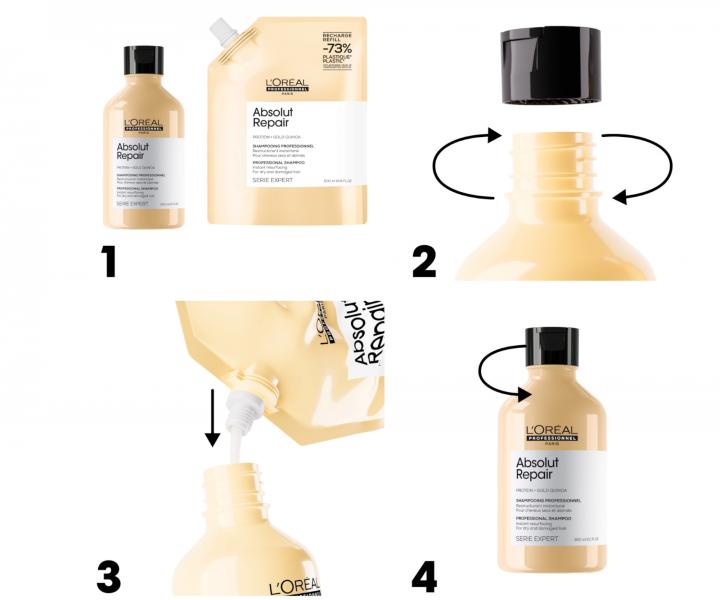 Szampon do wosw suchych i zniszczonych Loral Professionnel Serie Expert Absolut Repair - 500 ml, zapas
