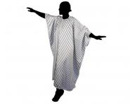 Peleryna fryzjerska do strzyenia Duko 596 - biaa w paski - zapinanie na rzep