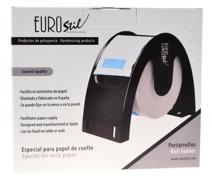 Pojemnik podajnik na konierzyki fryzjerskie ochronne z krepy Eurostil Professional - czarny