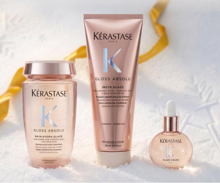 Zestaw upominkowy z olejkiem nab�yszczaj�cym i nawil�aj�cym w�osy ze sk�onno�ci� do puszenia si� K�rastase Gloss Absolu Set