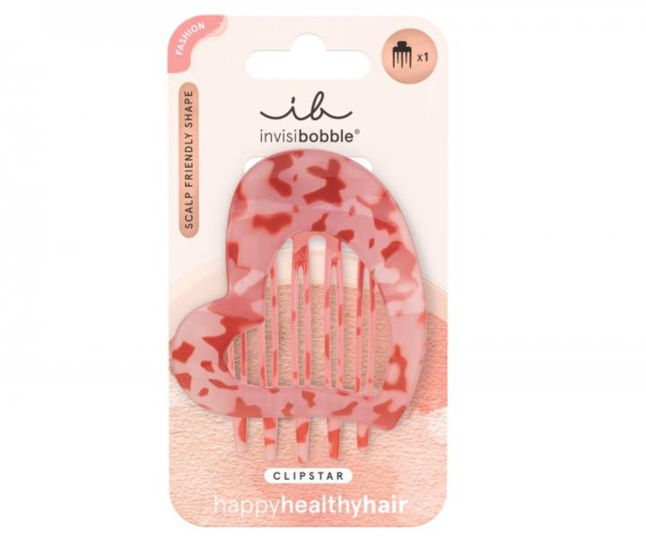 Ozdobna spinka do w�os�w Invisibobble Clipstar Lovers Hug - r�owa z marmurkowym wzorem