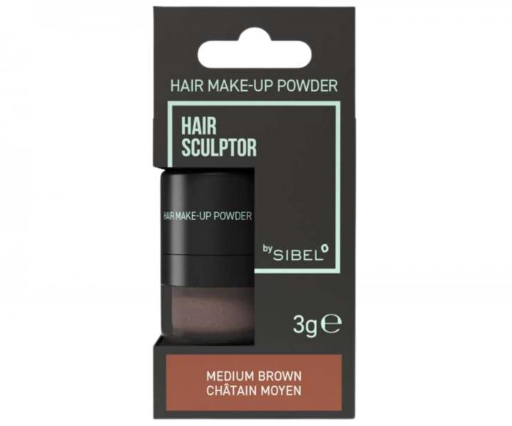 Puder do maskowania odrost�w i siwych w�os�w Sibel Hair Make-up Powder - �redni br�z - 3 g