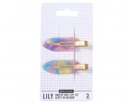 Spinki do w�os�w Sister Young Lily Makeup Hair Clips Set - 6 cm - 2 szt. - r�owo-fioletowe