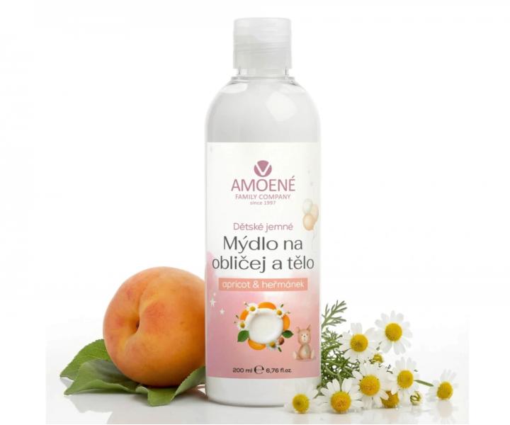 Delikatne myd�o dla dzieci do twarzy i cia�a Amoen� Apricot - morela i rumianek - 200 ml