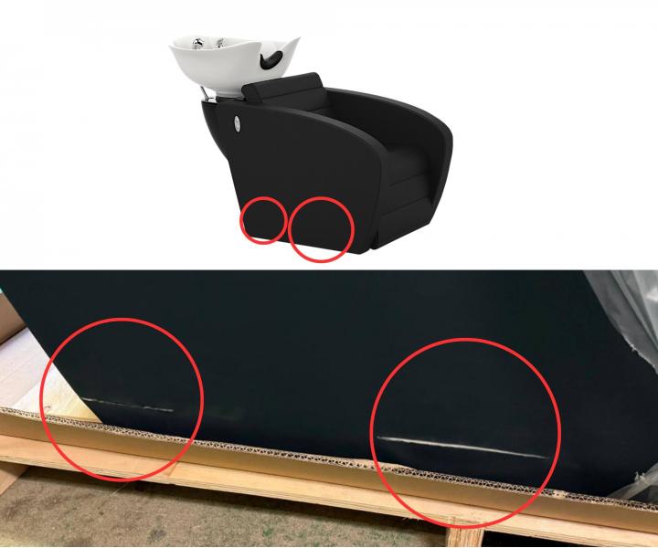 Myjnia fryzjerska z regulowanym podnkiem SilverFox 6005 - czarna - II. jako - przecita skra syntetyczna