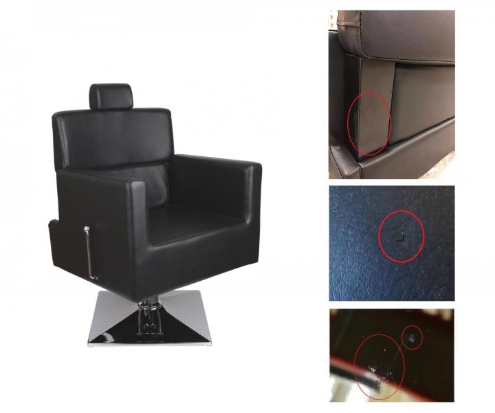 Fotel fryzjerski barberski Detail Larry - czarny (68) - II. jako��, dziurka, rysy na drewnie i na podstawie