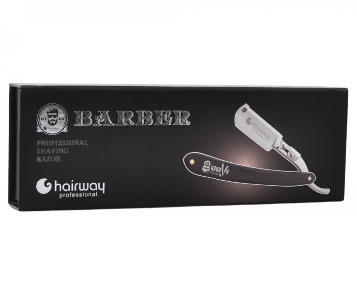 Fartuch fryzjerski mski Hairway Barber - granatowy + brzytwa do golenia zarostu Hairway Razor - czarna gratis