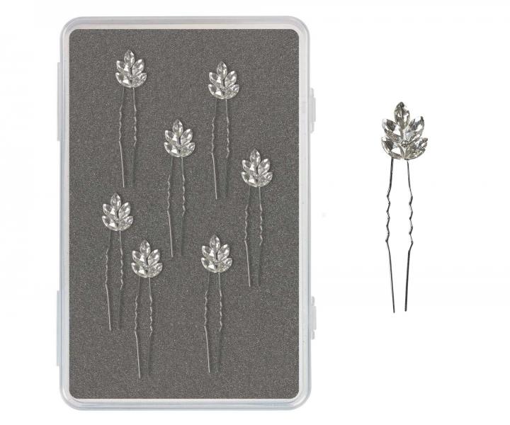 Zestaw ozdobnych kokwek i spinek grzebieni Sibel Festive Hair Pins Silver Color Kit - 13 szt. - srebrny