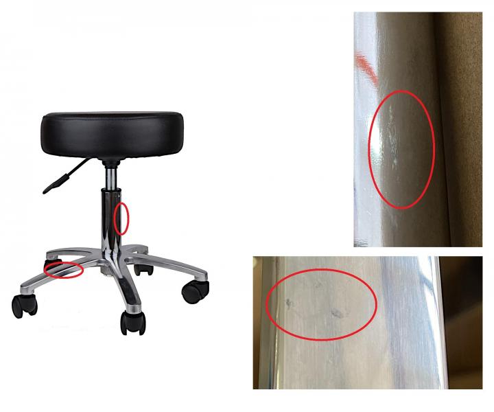 Taboret na k�kach Detail BOB - czarny (38) - II. jako�� - rysy na t�oku i podstawie