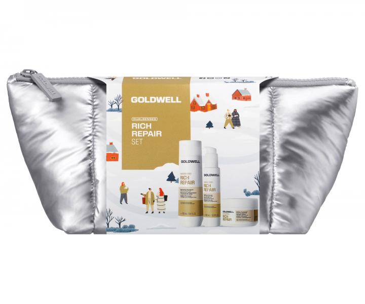 Zestaw upominkowy do w�os�w suchych i zniszczonych Goldwell Dualsenses Rich Repair Set + kosmetyczka gratis