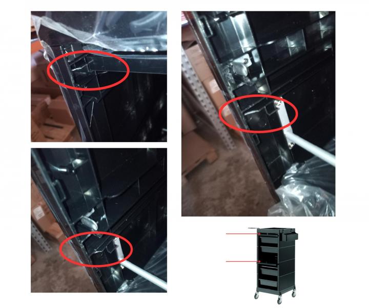 Pomocnik fryzjerski z drzwiczkami Sibel Discrete - czarny - II. jako�� - uszkodzone prowadnice drzwiczek