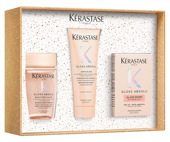 Zestaw upominkowy nawilajcy i nadajcy poysk wosom skonnym do puszenia si  z olejkiem Krastase Gloss Absolu