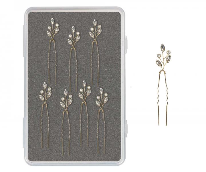 Zestaw ozdobnych kokwek i spinek grzebieni Sibel Festive Hair Pins Golden Color Kit - 13 szt. - zoty