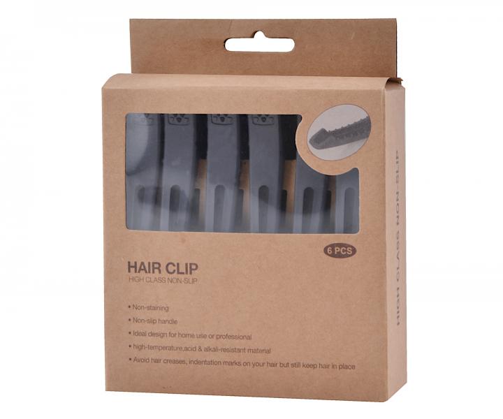 Klipsy do wosw Eurostil Professional - 12 cm - 6 szt - ciemnoszare