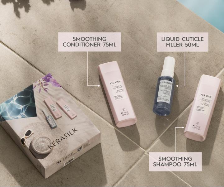 Zestaw upominkowy wyg�adzaj�cy do w�os�w kr�conych i niesfornych Kerasilk Smoothing Travel Set + kosmetyczka gratis